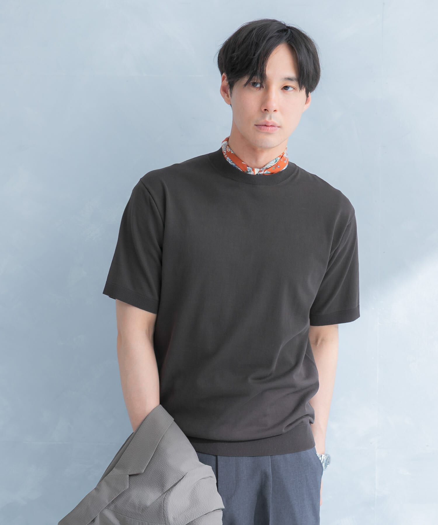 URBAN RESEARCH DOORS「LIFE STYLE TAILOR　ハイゲージクルーネック半袖ニット」|シャツ・ブラウス|