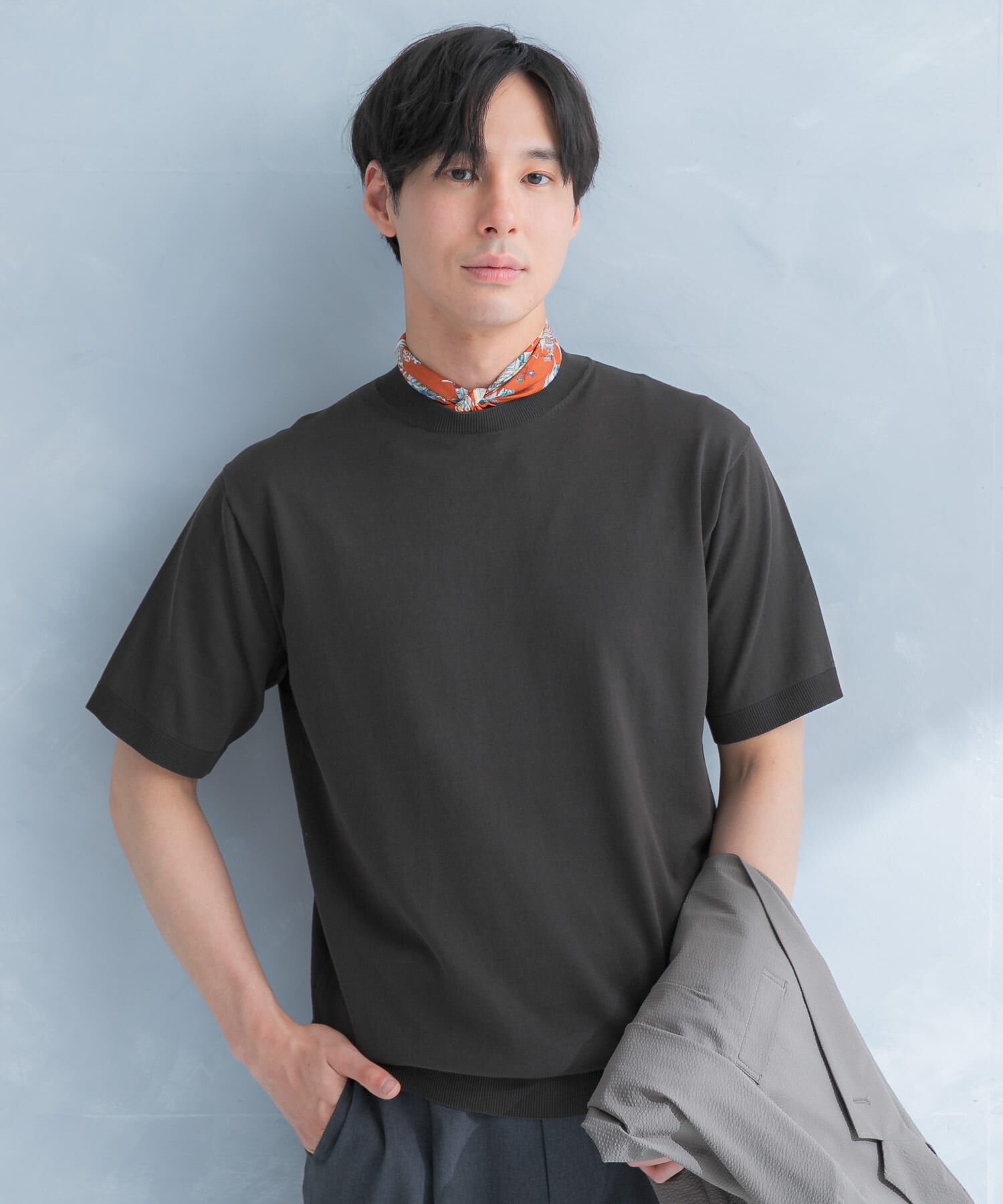 URBAN RESEARCH DOORS「LIFE STYLE TAILOR　ハイゲージクルーネック半袖ニット」|シャツ・ブラウス|