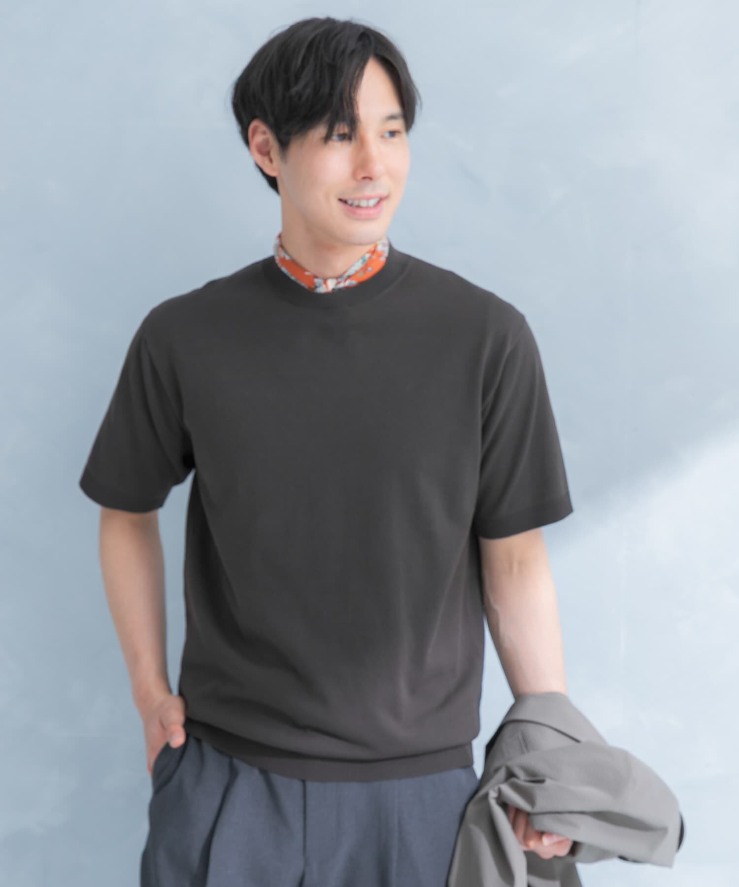 URBAN RESEARCH DOORS「LIFE STYLE TAILOR　ハイゲージクルーネック半袖ニット」|シャツ・ブラウス|