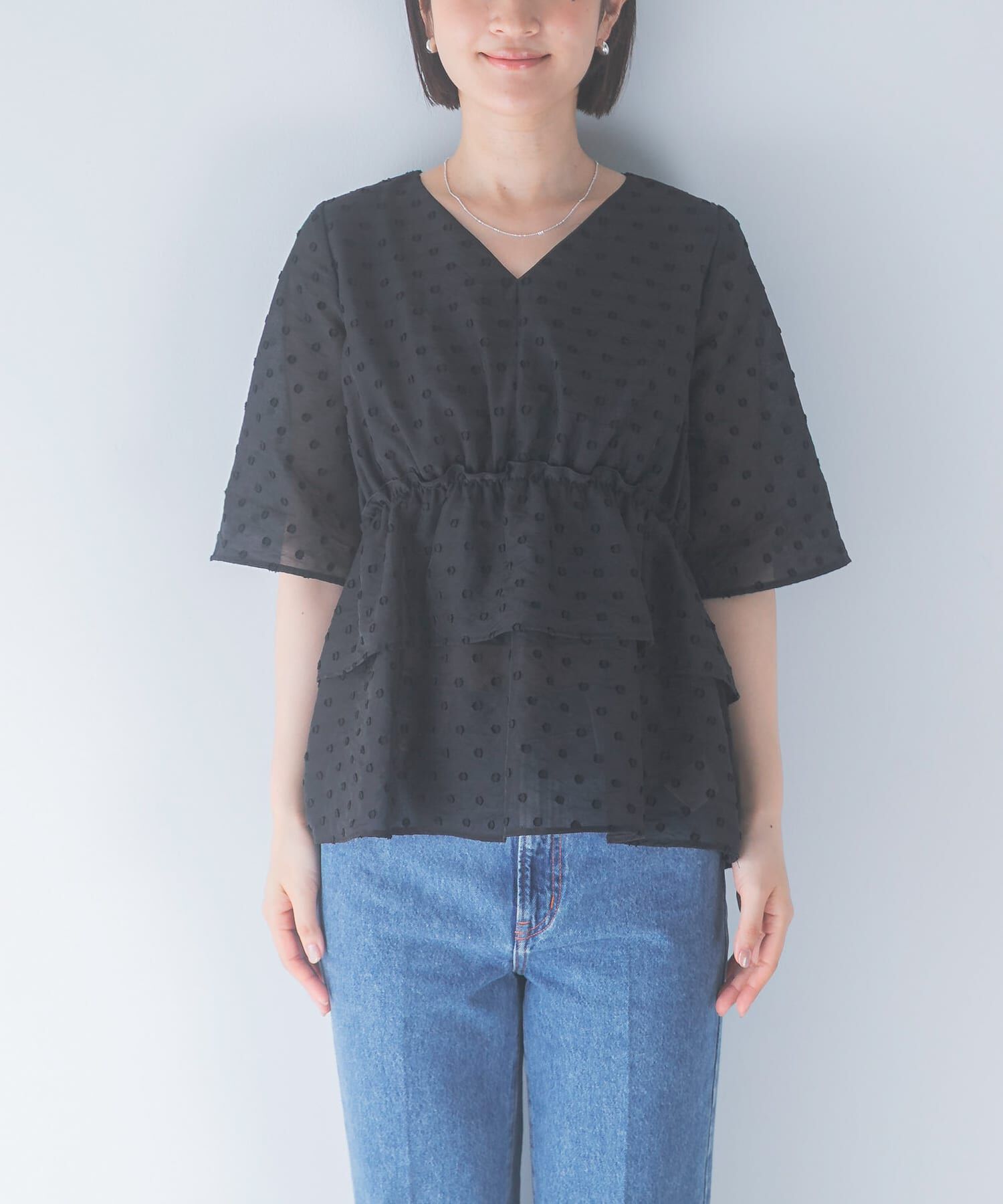 URBAN RESEARCH ROSSO「『WEB限定』ジャガードペプラムブラウス」|シャツ・ブラウス|