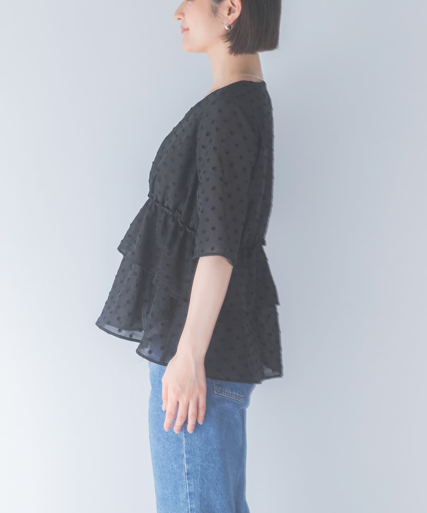 URBAN RESEARCH ROSSO「『WEB限定』ジャガードペプラムブラウス」|シャツ・ブラウス|