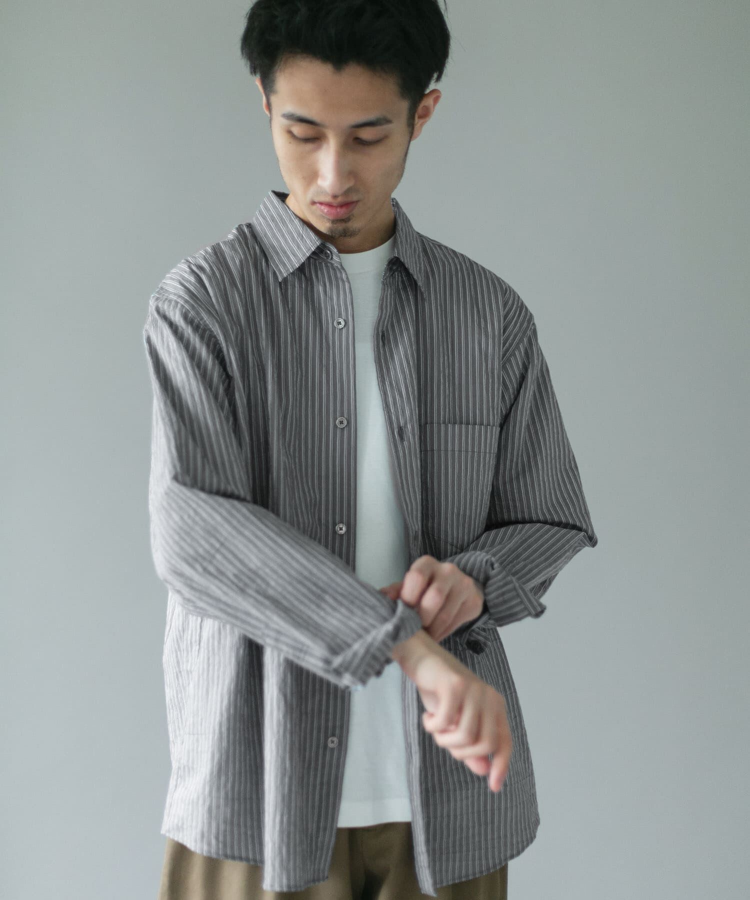 URBAN RESEARCH DOORS「ライトウェイトストライプレギュラーカラーシャツ」|シャツ・ブラウス|