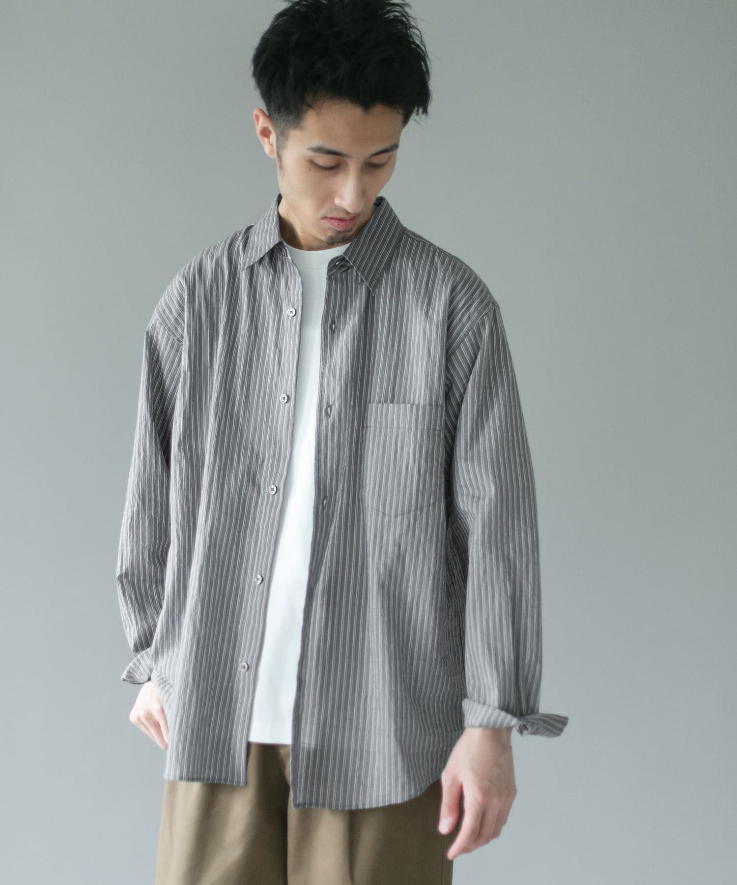 URBAN RESEARCH DOORS「ライトウェイトストライプレギュラーカラーシャツ」|シャツ・ブラウス|