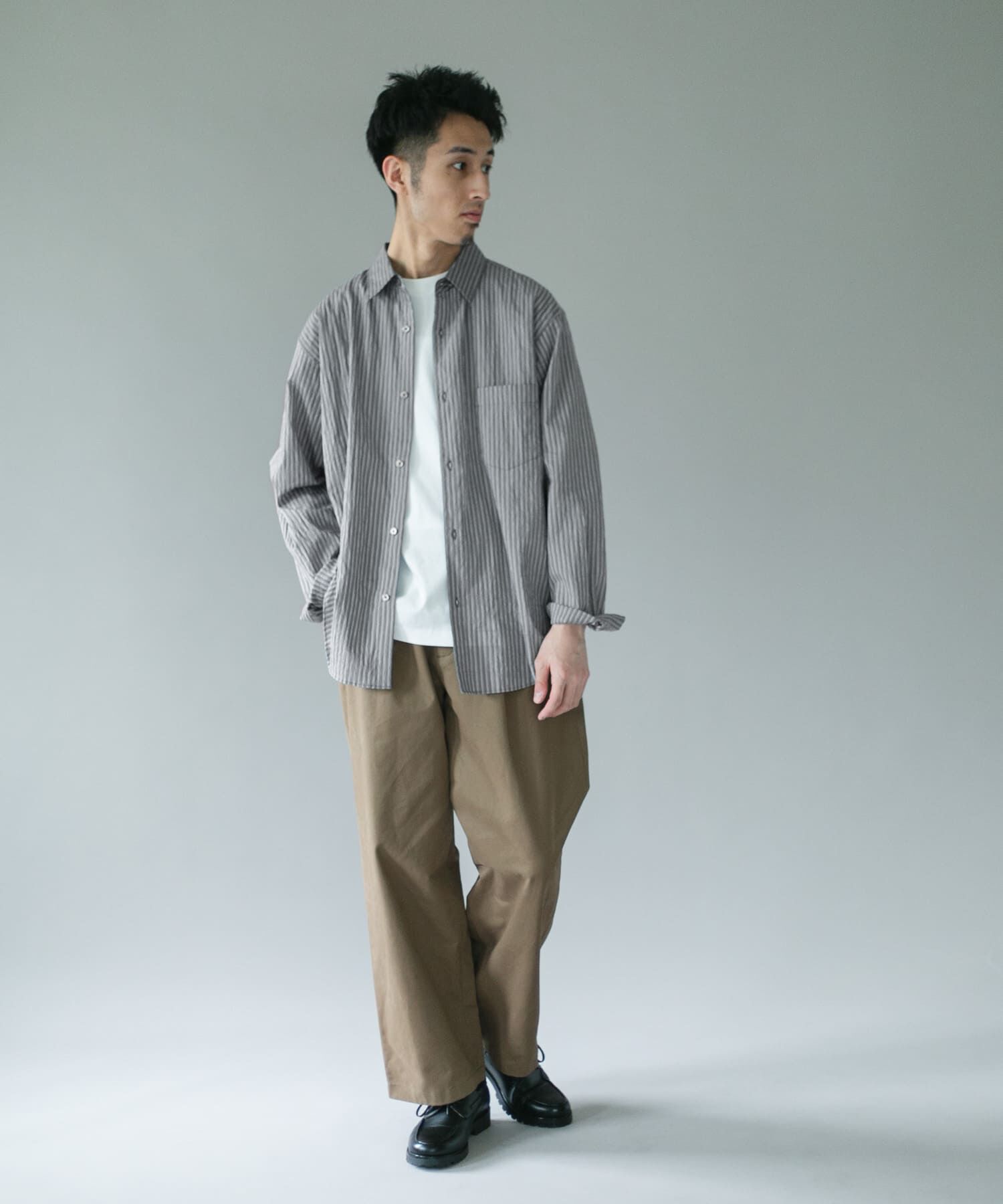 URBAN RESEARCH DOORS「ライトウェイトストライプレギュラーカラーシャツ」|シャツ・ブラウス|