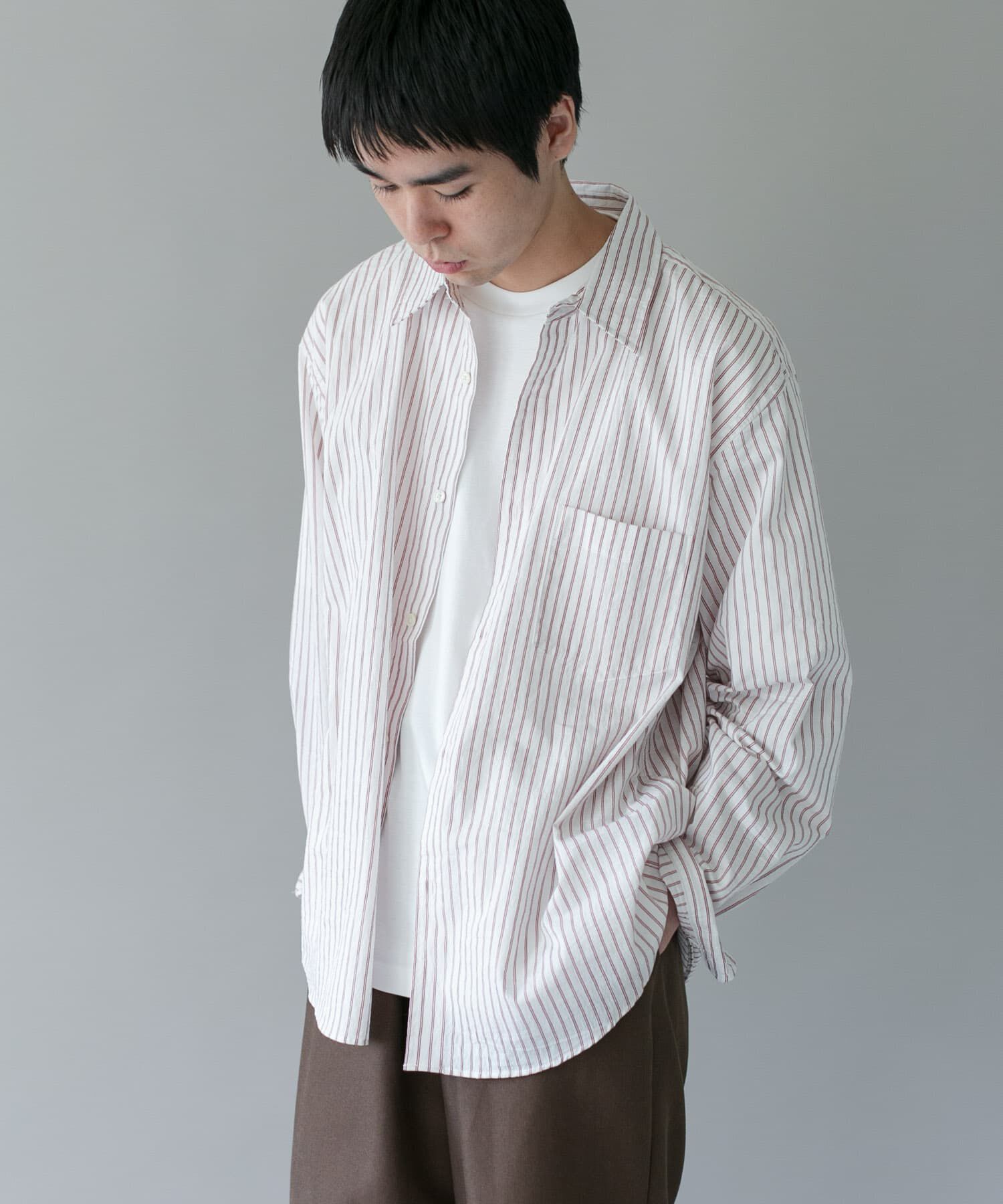 URBAN RESEARCH DOORS「ライトウェイトストライプレギュラーカラーシャツ」|シャツ・ブラウス|