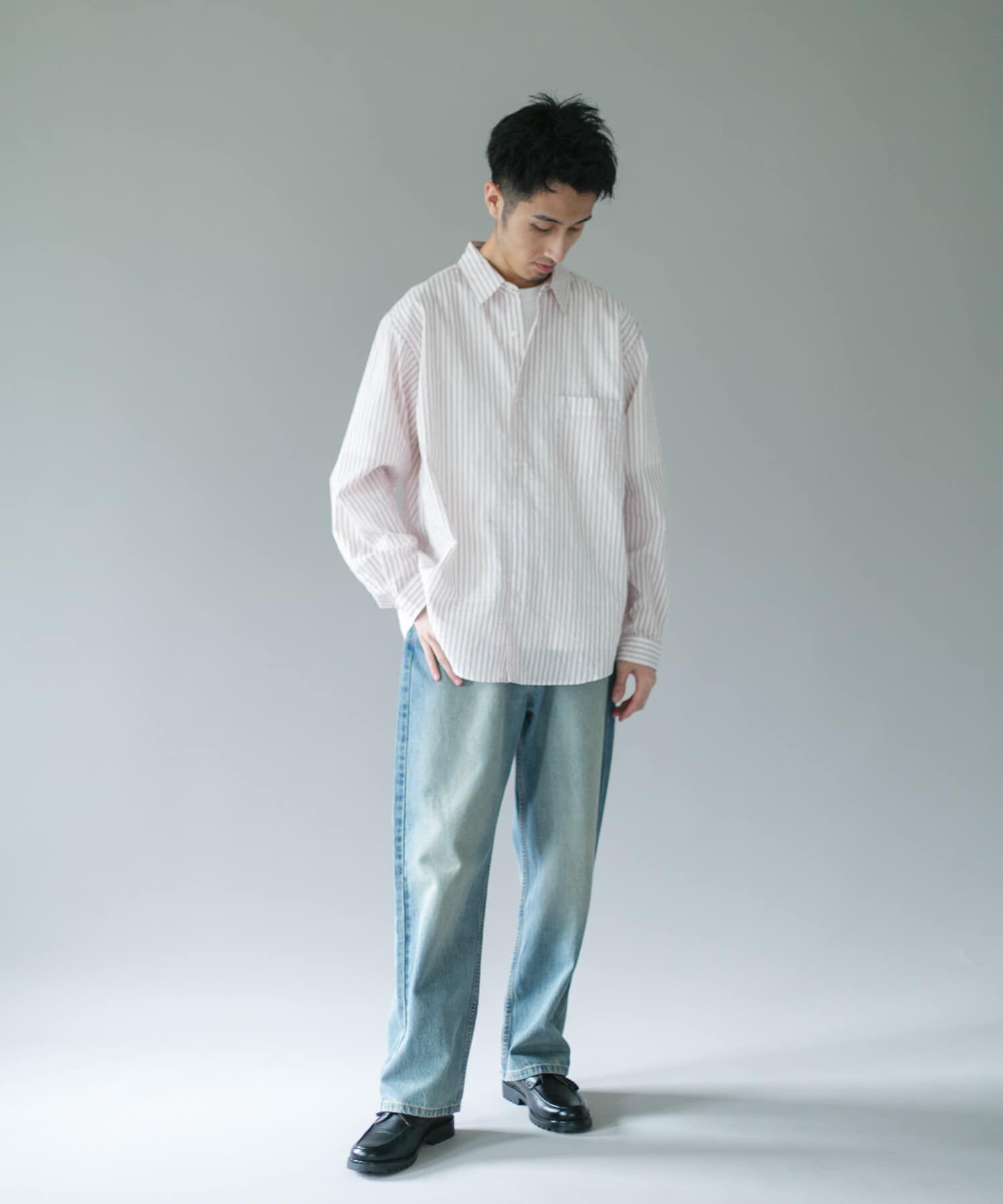 URBAN RESEARCH DOORS「ライトウェイトストライプレギュラーカラーシャツ」|シャツ・ブラウス|