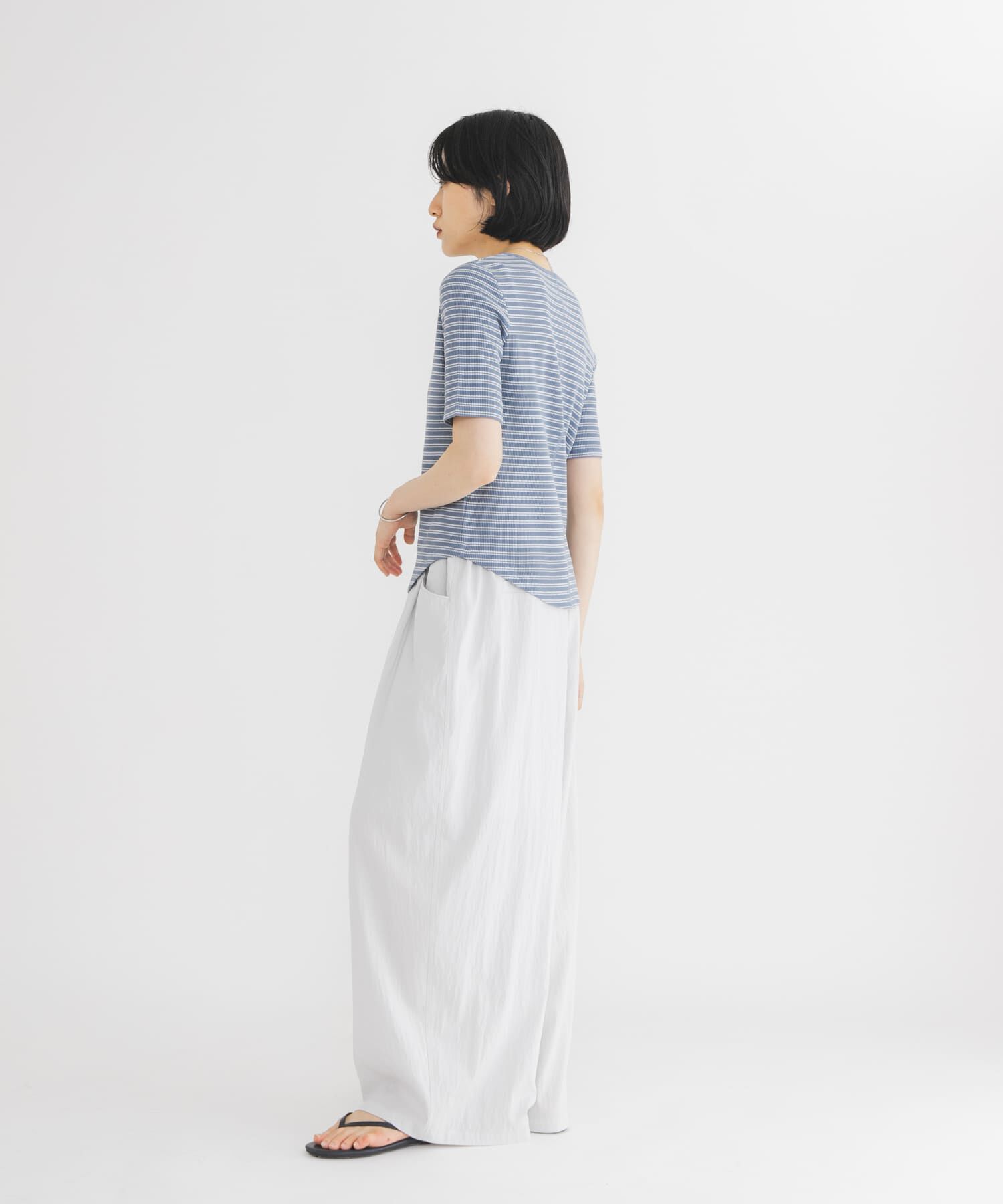  「ワッフルボーダーヘンリネックTEE」|Tシャツ・カットソー|