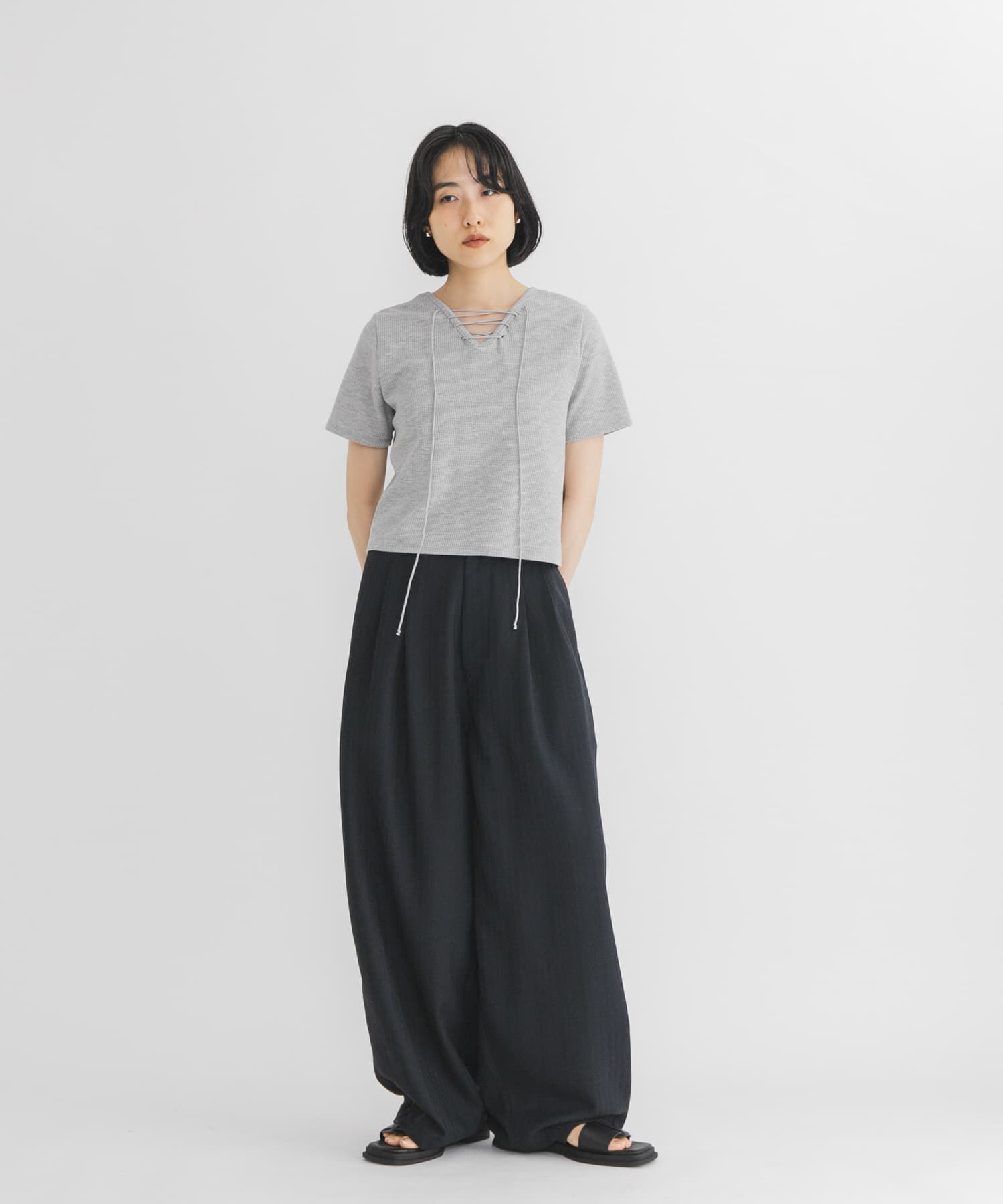  「2WAYレースアップトップス」|Tシャツ・カットソー|