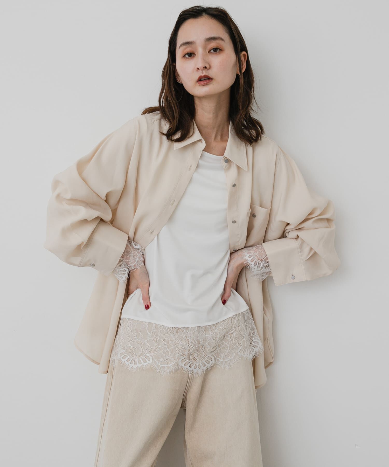 SENSE OF PLACE by URBAN RESEARCH「保湿レースヘムレイヤードカットソー」|Tシャツ・カットソー|
