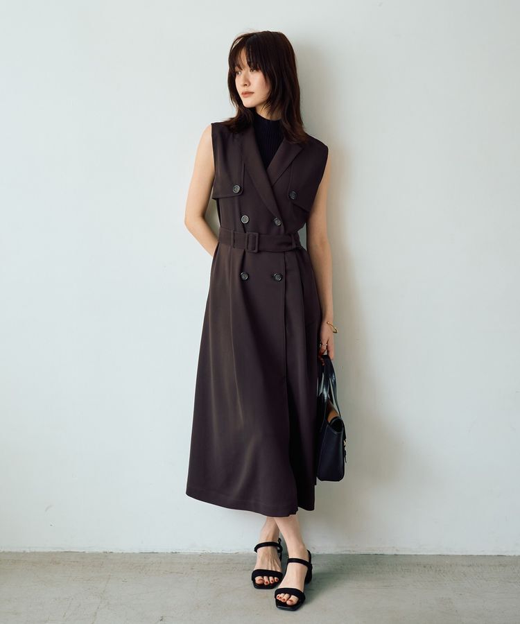 YECCA VECCA「【UVカット/接触冷感】トレンチジレワンピース」|ジャンパースカート|Brown