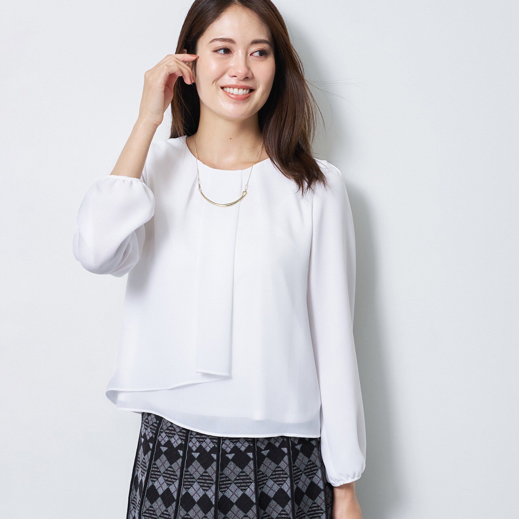 Reflect「【通勤／セレモニー】クルーネック シフォンブラウス」|シャツ・ブラウス|