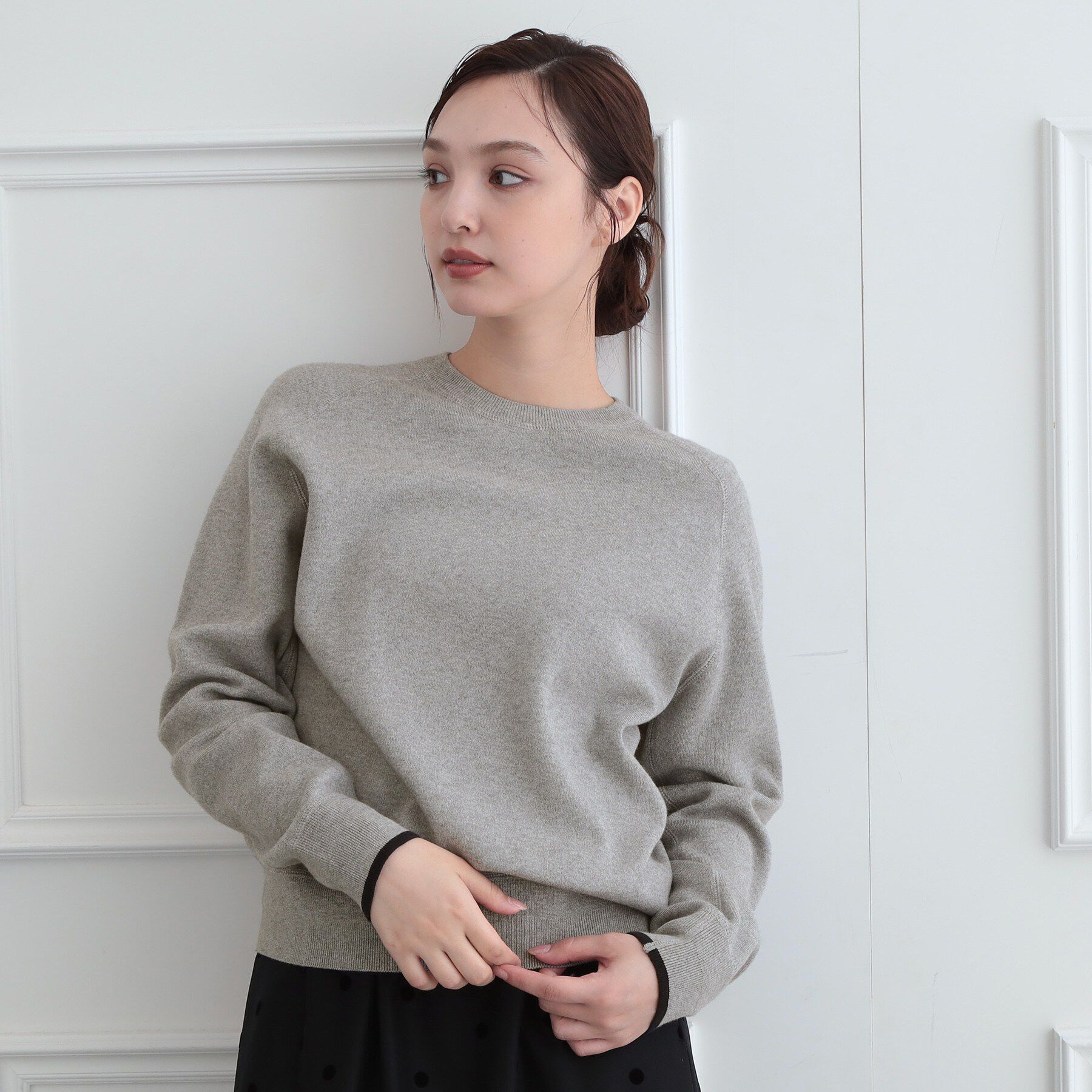 DRESSTERIOR「【6色展開】ウォッシャブルコットンカシミヤ混配色ニット」|ニット・セーター|グレー(012)