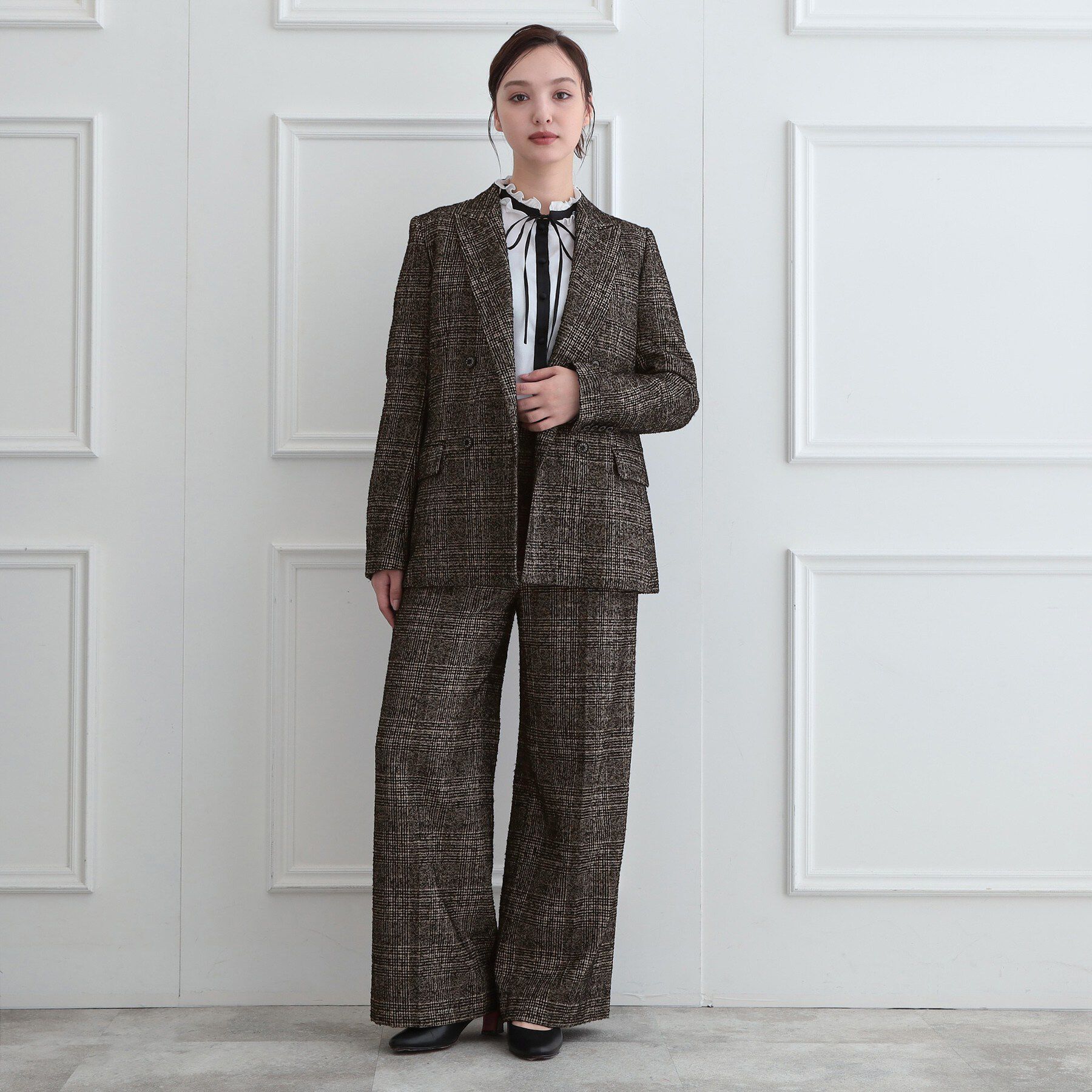 DRESSTERIOR「【セットアップ可能】ループグレンチェックダブルジャケット」|テーラードジャケット|