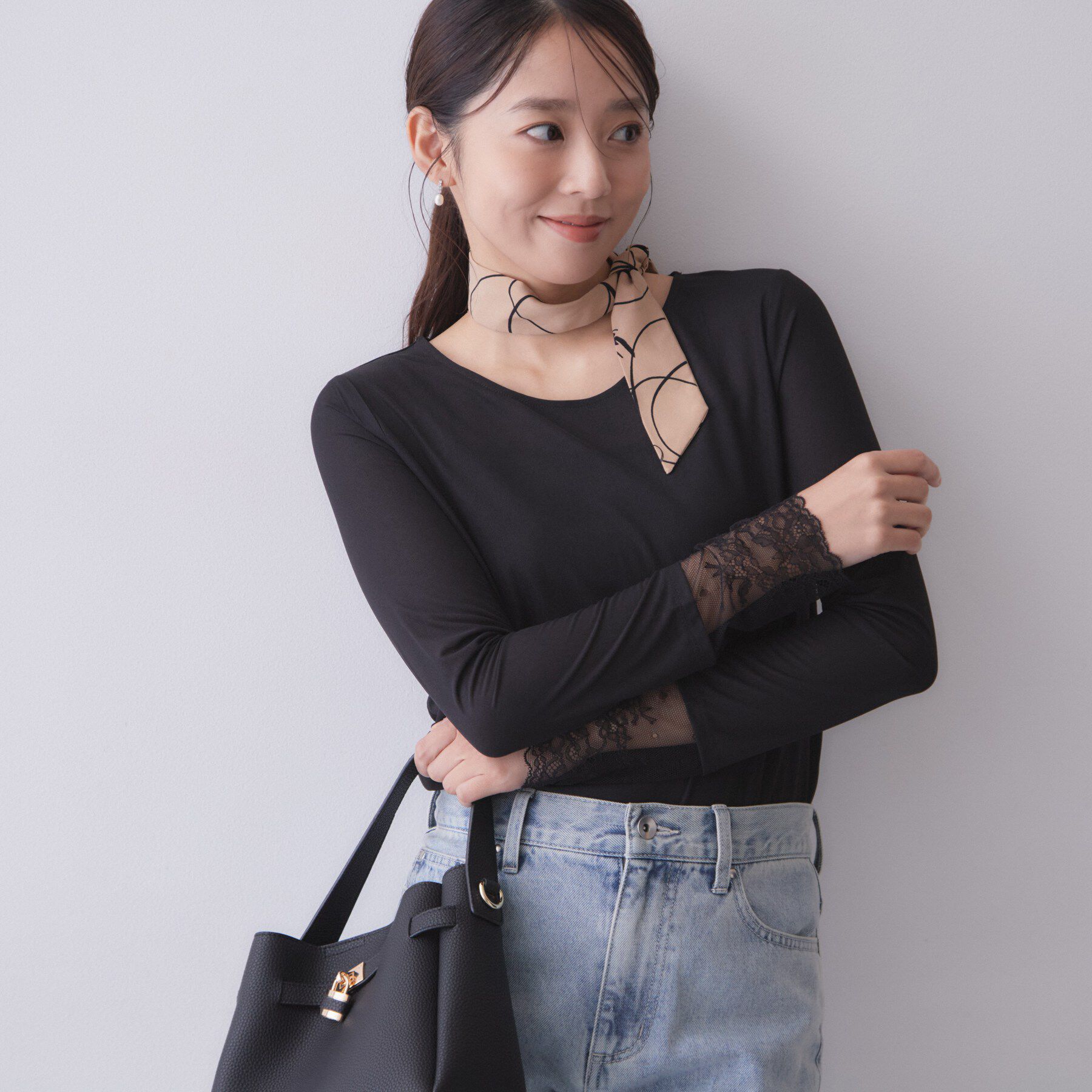 index「袖レースシアートップス【洗濯機OK】」|Tシャツ・カットソー|
