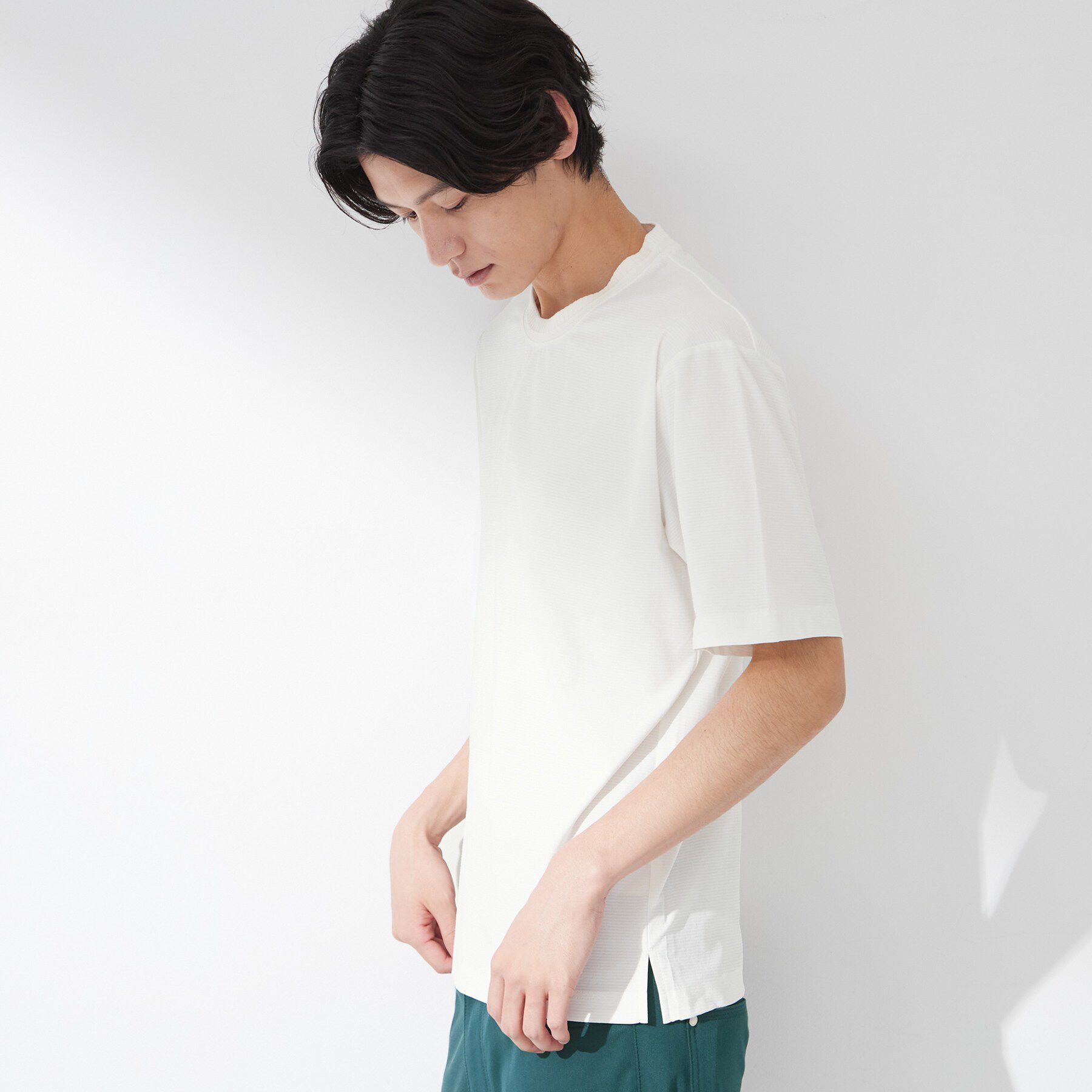 THE SHOP TK「【吸水速乾／UVカット／接触冷感】ミニリップル半袖Tシャツ」|Tシャツ・カットソー|