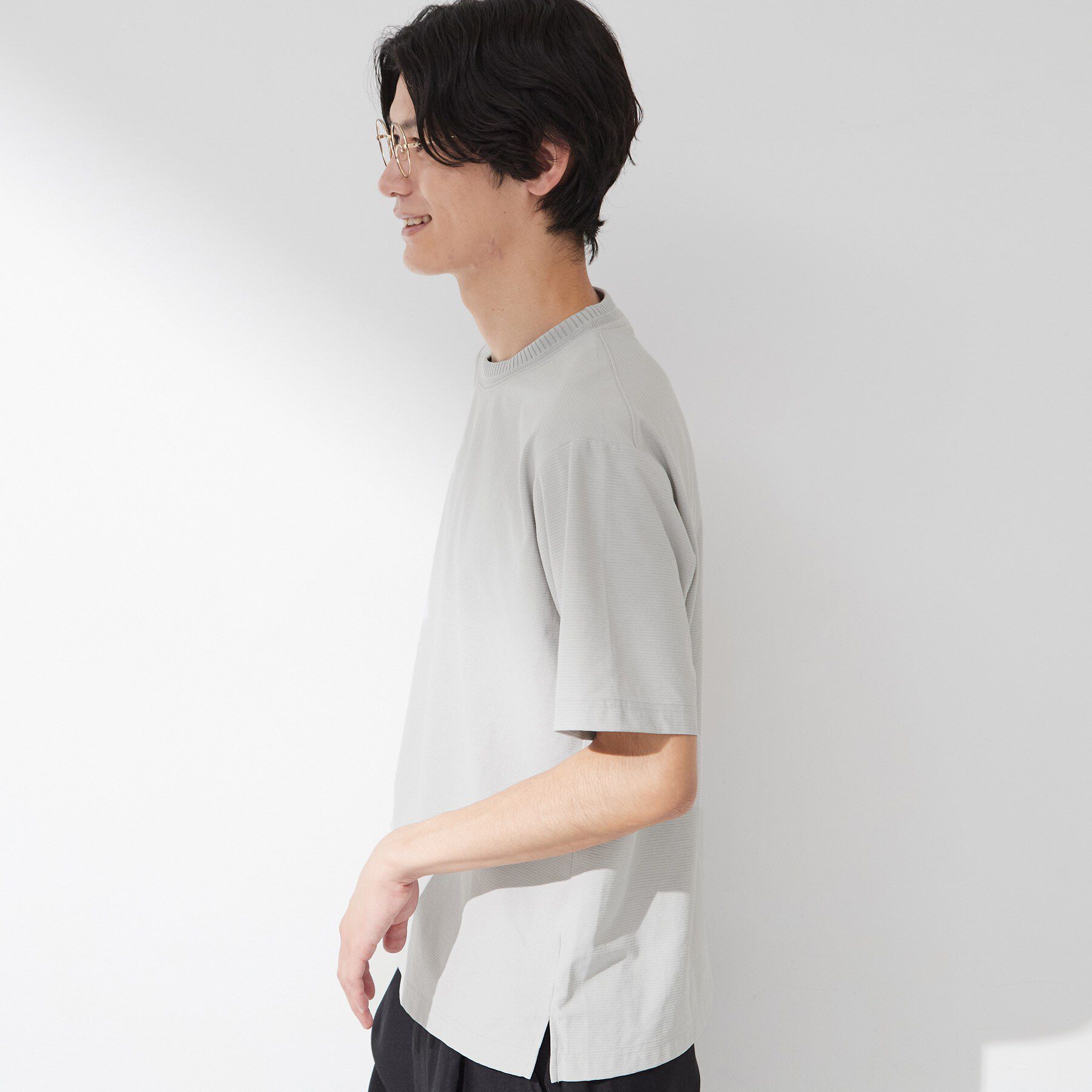THE SHOP TK「【吸水速乾／UVカット／接触冷感】ミニリップル半袖Tシャツ」|Tシャツ・カットソー|