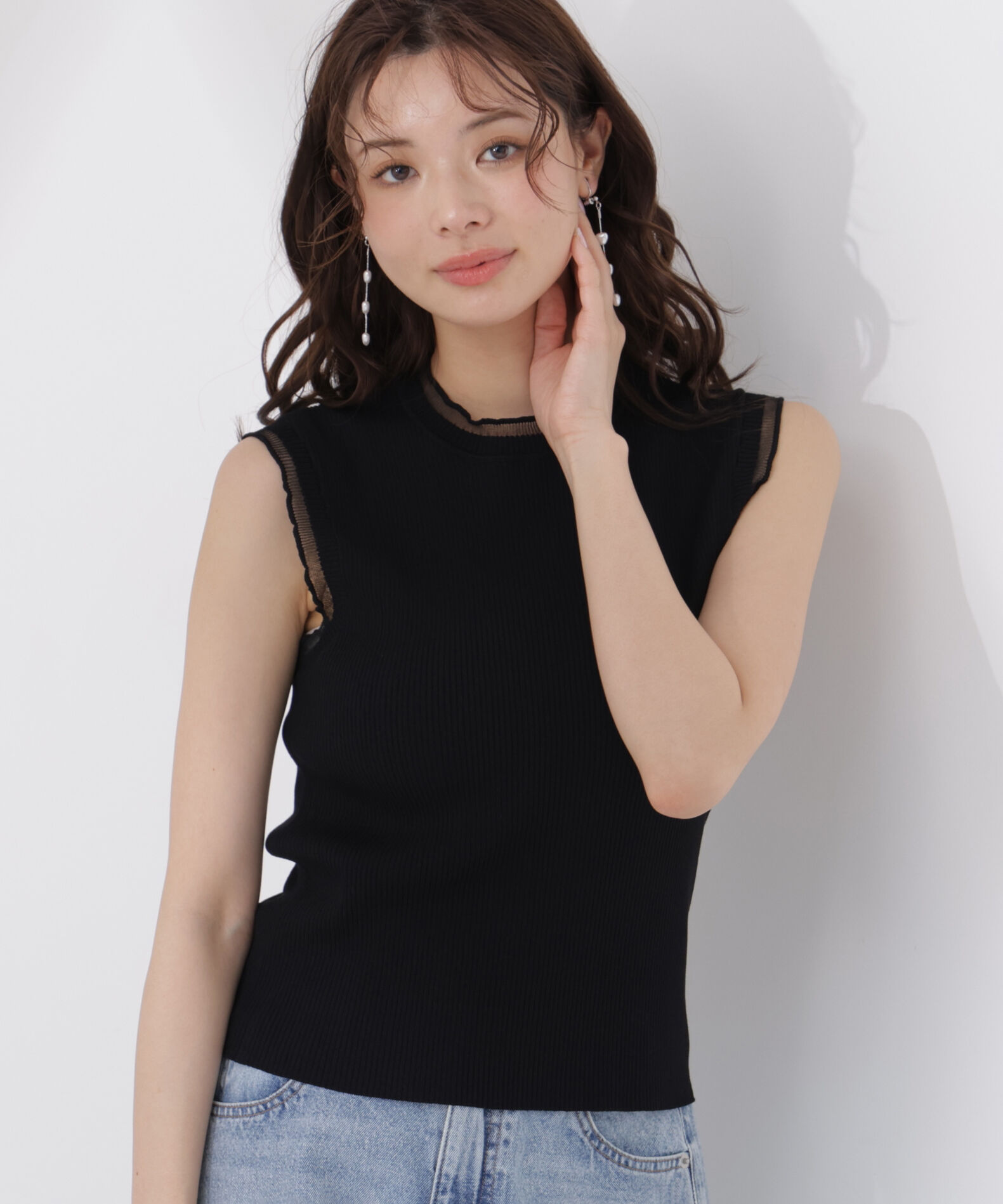 PROPORTION BODY DRESSING「＜中川紅葉さん着用＞部分シアーノースリーニット」|ニット・セーター|