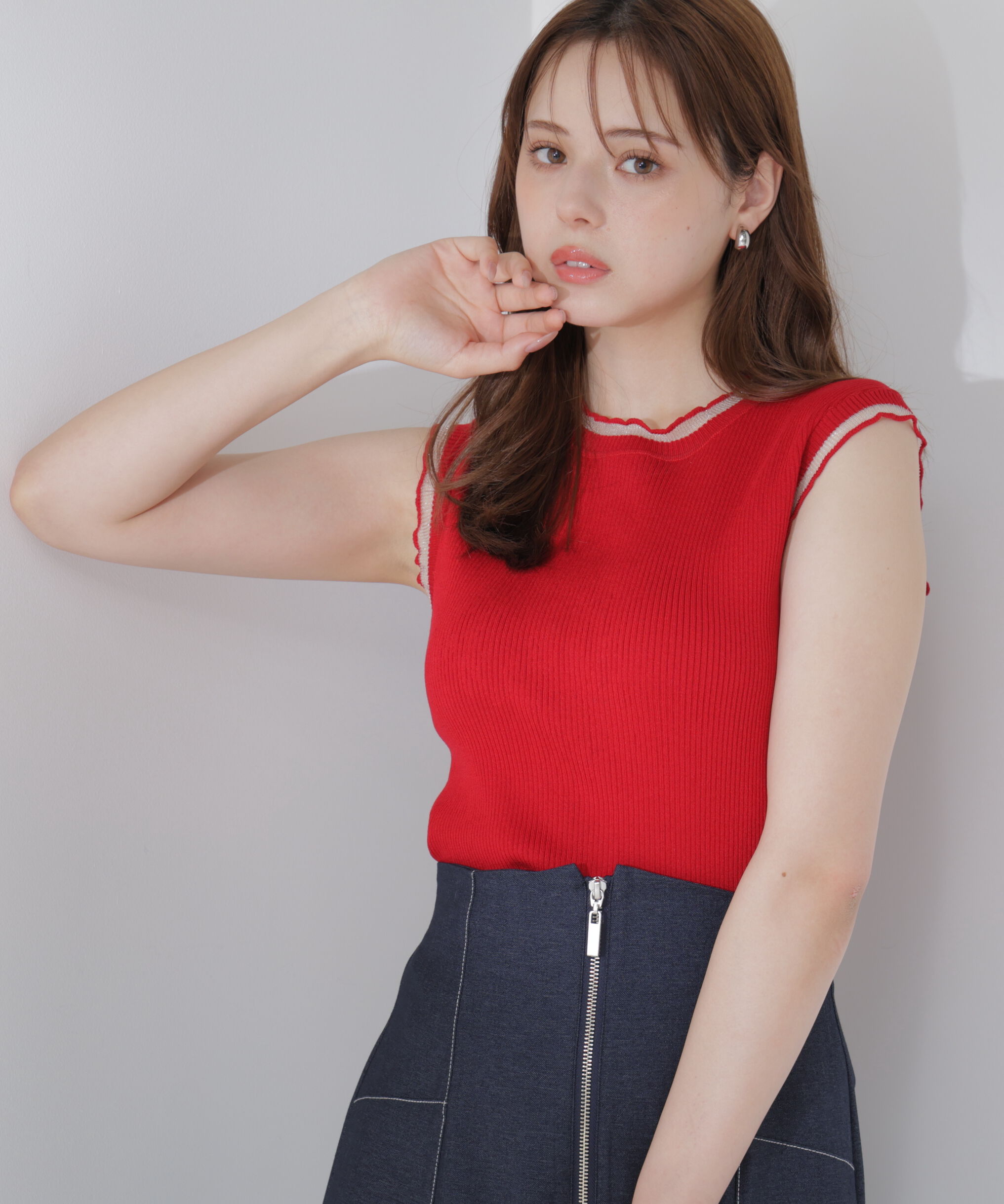 PROPORTION BODY DRESSING「＜中川紅葉さん着用＞部分シアーノースリーニット」|ニット・セーター|