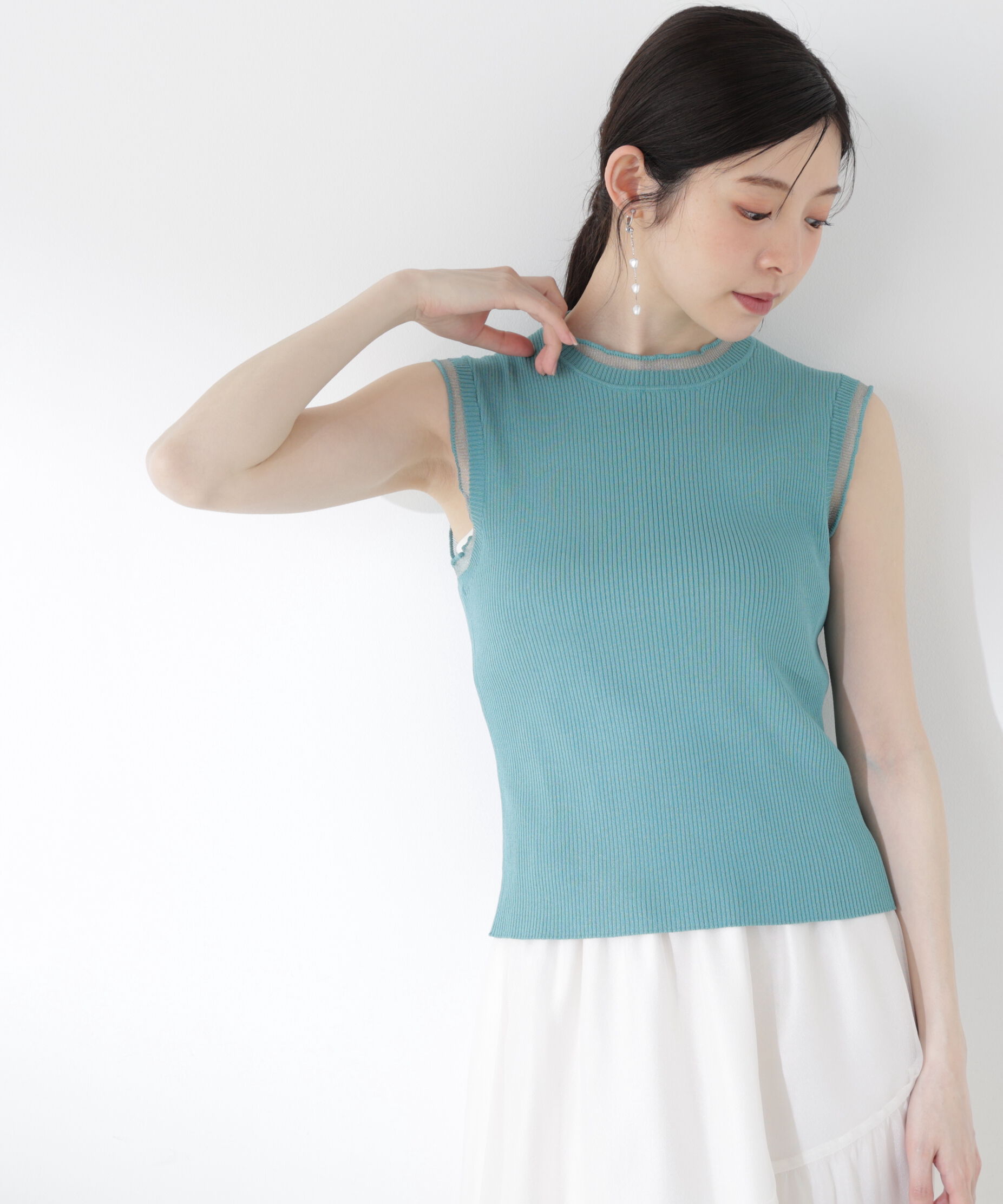 PROPORTION BODY DRESSING「＜中川紅葉さん着用＞部分シアーノースリーニット」|ニット・セーター|