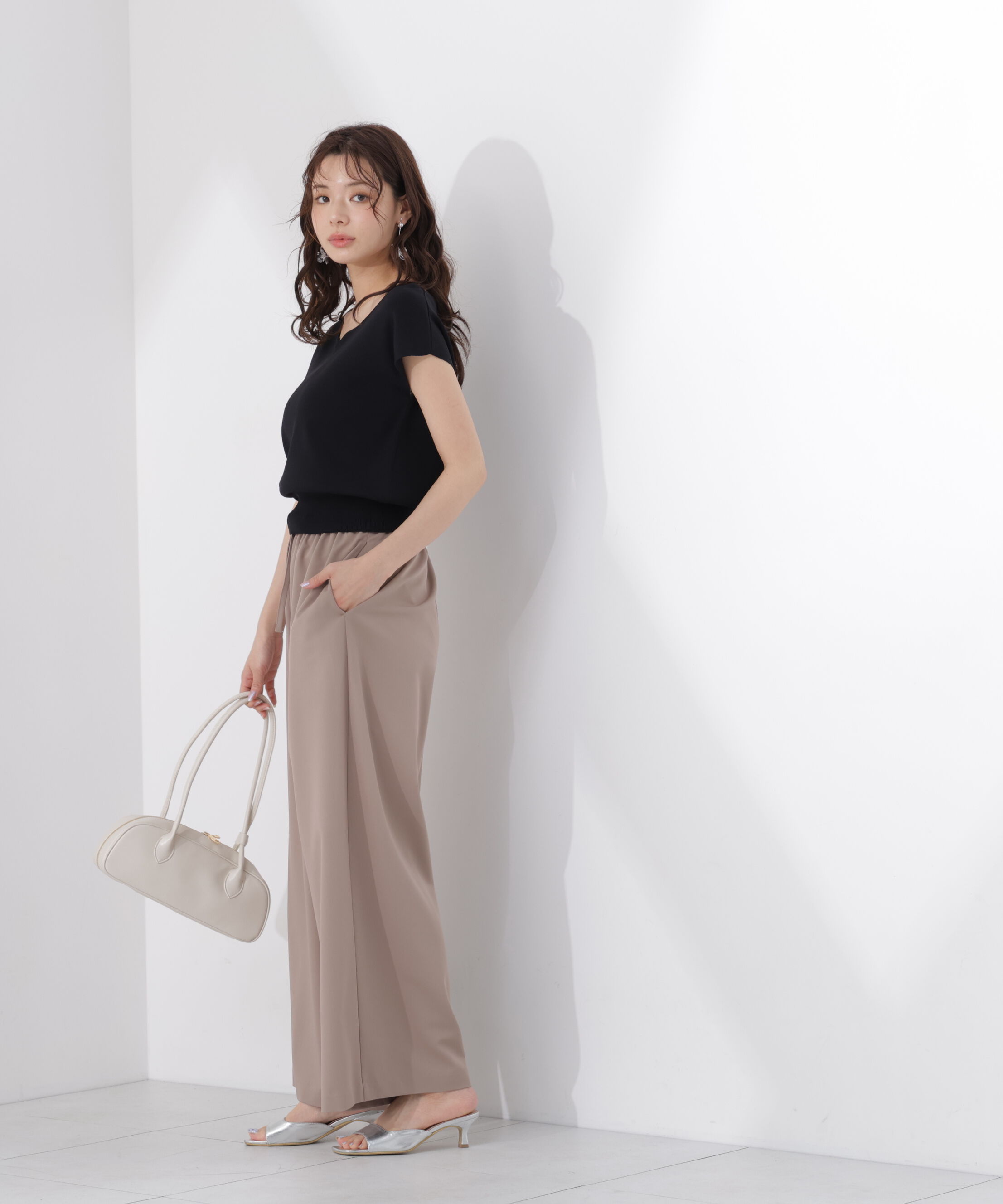 PROPORTION BODY DRESSING「<ｳｫｯｼｬﾌﾞﾙ/UVｶｯﾄ/接触冷感>総針ﾊｰﾄｶｯﾄﾌﾚﾝﾁｽﾘｰﾌ 」|ニット・セーター|