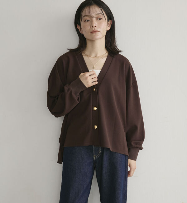 Doux archives「カットジョーゼットＶネックカーディガン」|Tシャツ・カットソー|BROWN