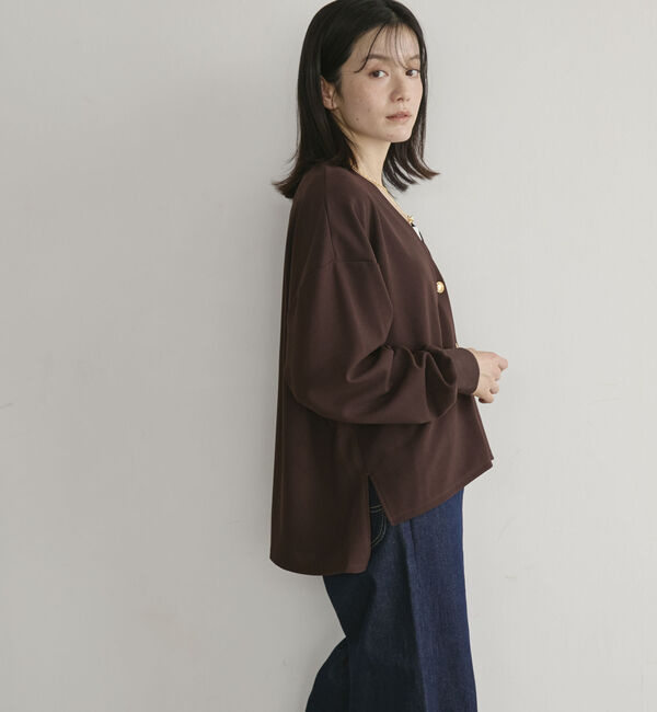Doux archives「カットジョーゼットＶネックカーディガン」|Tシャツ・カットソー|