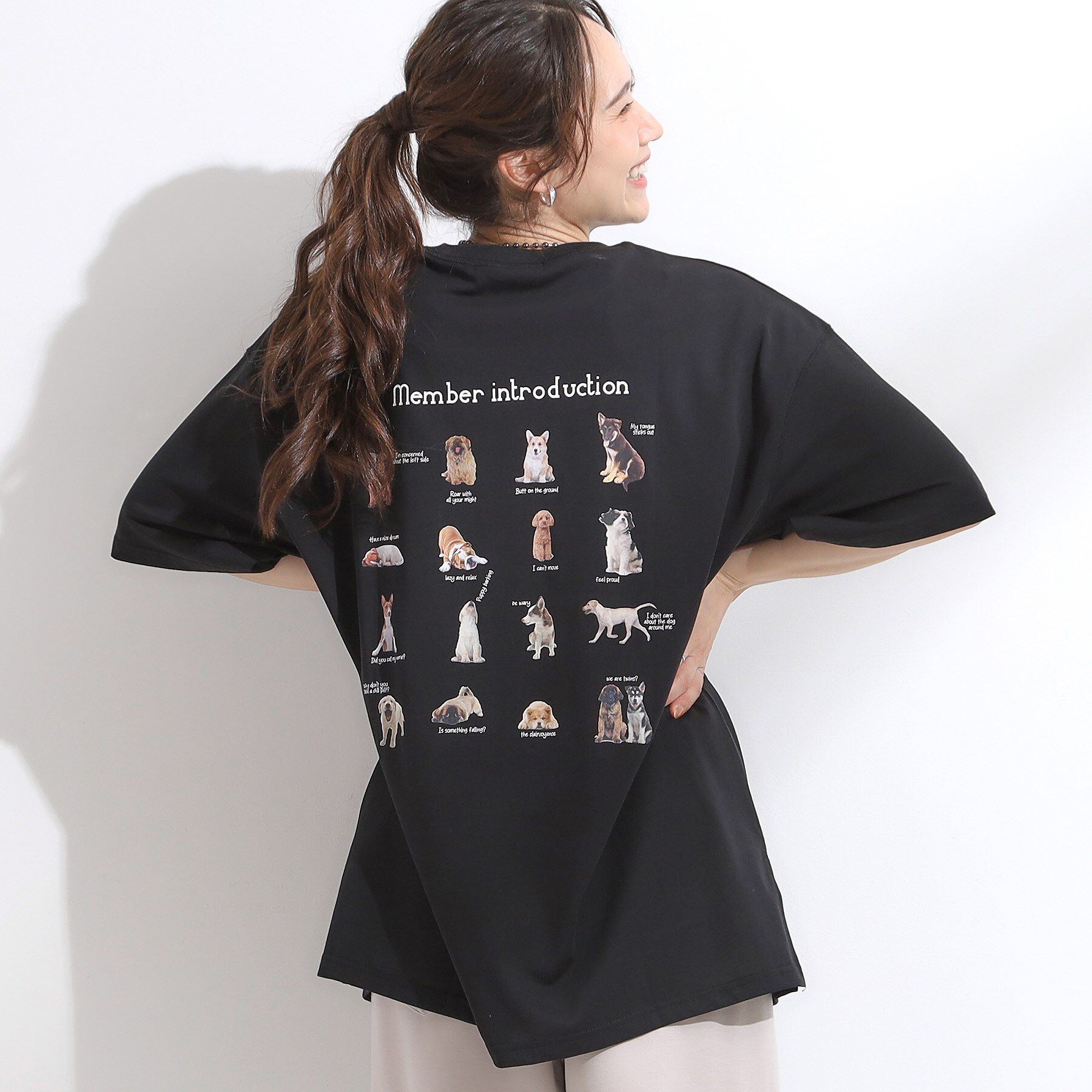 SHOO･LA･RUE「【ひんやり/汗ジミ軽減/UVカット】プリントアソート BIG Tシャツ」|Tシャツ・カットソー|ブラック(419)