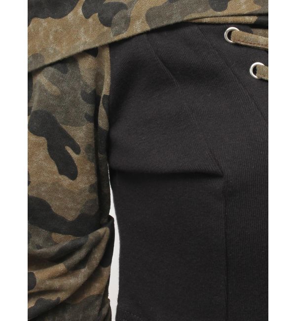 GYDA「camouflageレースアップトップス」|Tシャツ・カットソー|