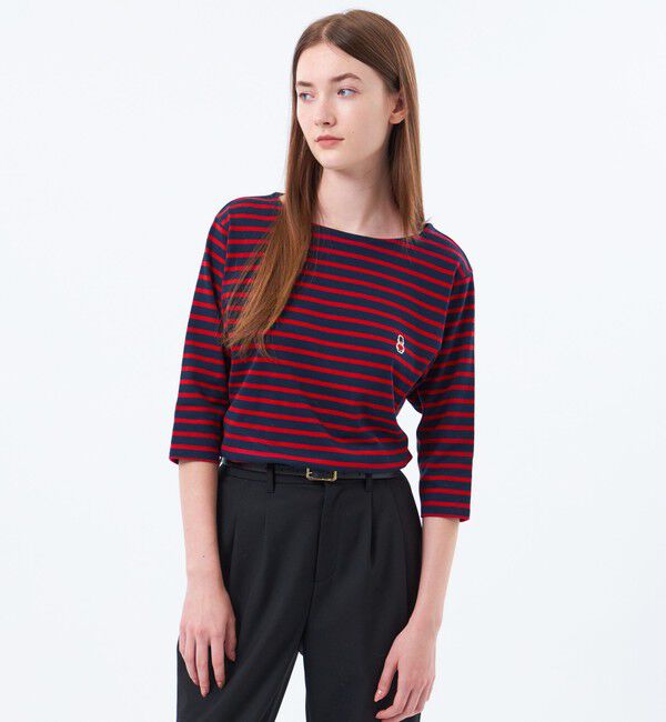 MACKINTOSH PHILOSOPHY「バッキンガムベア ワッペンボーダーロンT」|Tシャツ・カットソー|レッド