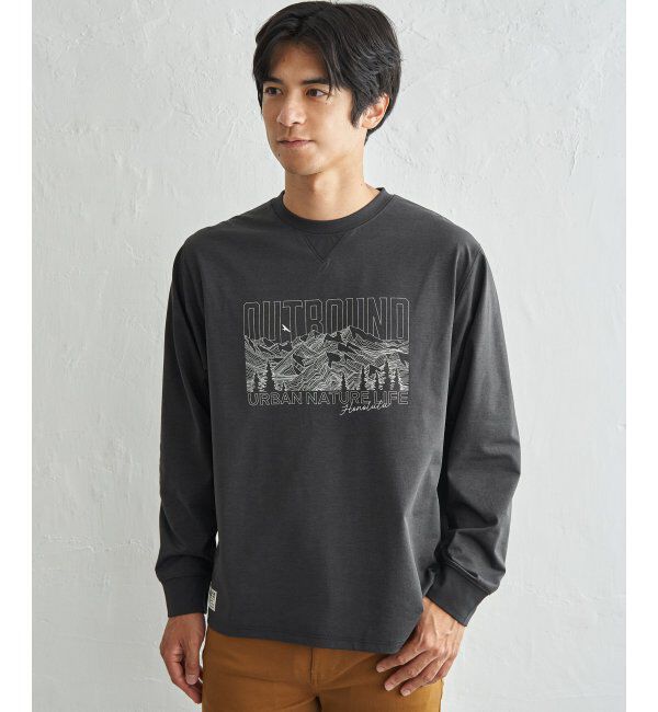 ikka「URBAN NATURE LIFE アーバンネイチャーライフ ドライSPプリントロンT」|Tシャツ・カットソー|チャコール