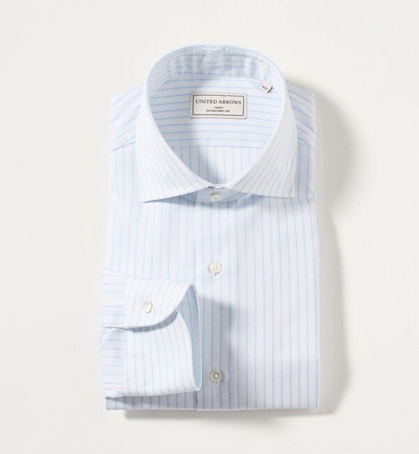 UNITED ARROWS「イージーケア AG パナマ ストライプ ワイドスプレッドカラー シャツ 抗菌防臭 通気性」|シャツ・ブラウス|
