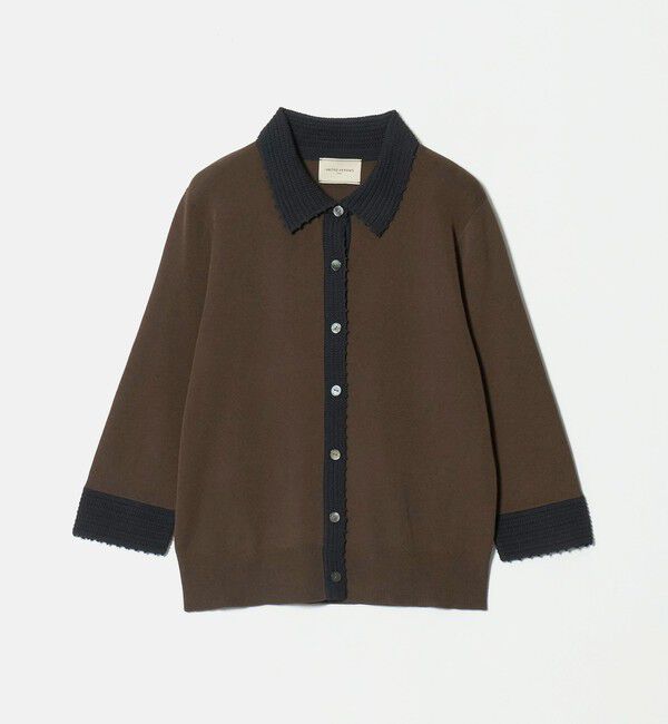 UNITED ARROWS「クロシェ ポロカーディガン ‐ウォッシャブル‐」|カーディガン|DK.BROWN