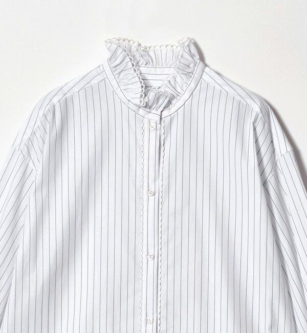 UNITED ARROWS「エンブロイダリー スタンドフリル シャツ」|シャツ・ブラウス|