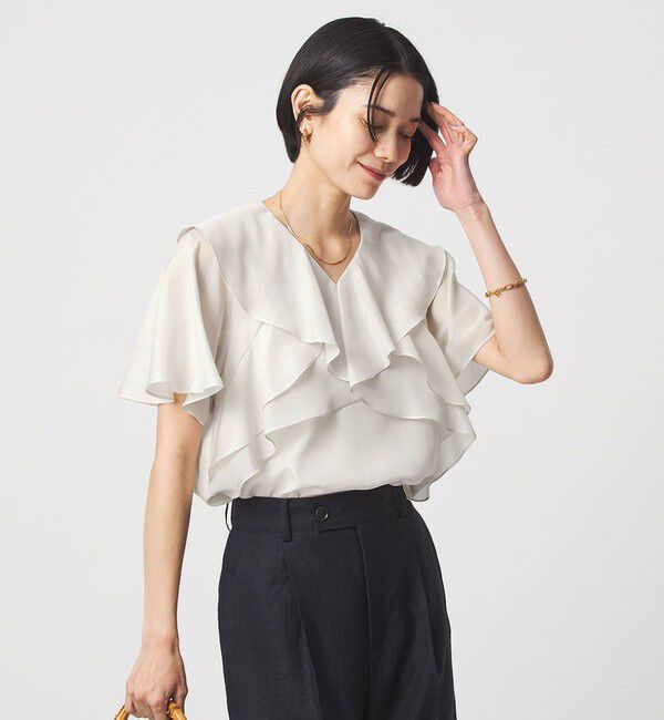 UNITED ARROWS green label relaxing「ラッフル フレア ショートスリーブ ブラウス」|シャツ・ブラウス|