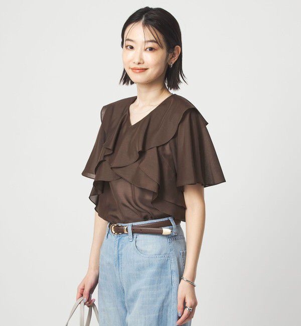 UNITED ARROWS green label relaxing「ラッフル フレア ショートスリーブ ブラウス」|シャツ・ブラウス|
