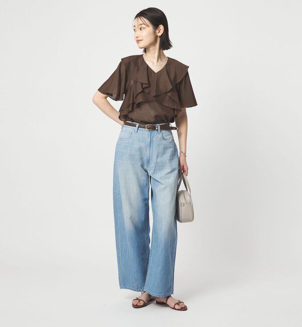 UNITED ARROWS green label relaxing「ラッフル フレア ショートスリーブ ブラウス」|シャツ・ブラウス|