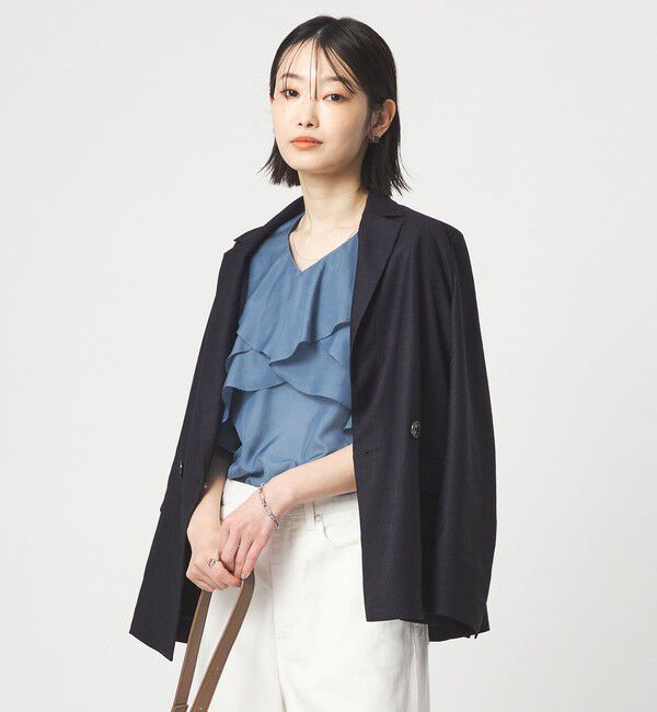 UNITED ARROWS green label relaxing「ラッフル フレア ショートスリーブ ブラウス」|シャツ・ブラウス|