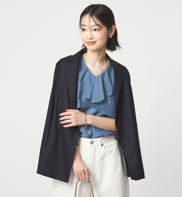 UNITED ARROWS green label relaxing「ラッフル フレア ショートスリーブ ブラウス」|シャツ・ブラウス|