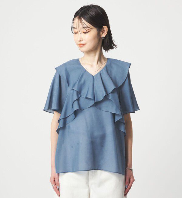 UNITED ARROWS green label relaxing「ラッフル フレア ショートスリーブ ブラウス」|シャツ・ブラウス|