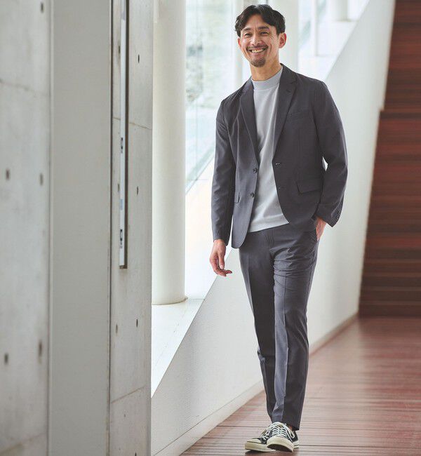 UNITED ARROWS green label relaxing「【WEB限定】JUST fit ドライポリエステル ナロー セットアップ -吸水速乾-」|テーラードジャケット|DK.GRAY
