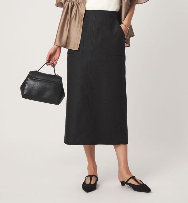 UNITED ARROWS green label relaxing「Daily Chic Iライン スリム スカート ストレッチ」|タイト|