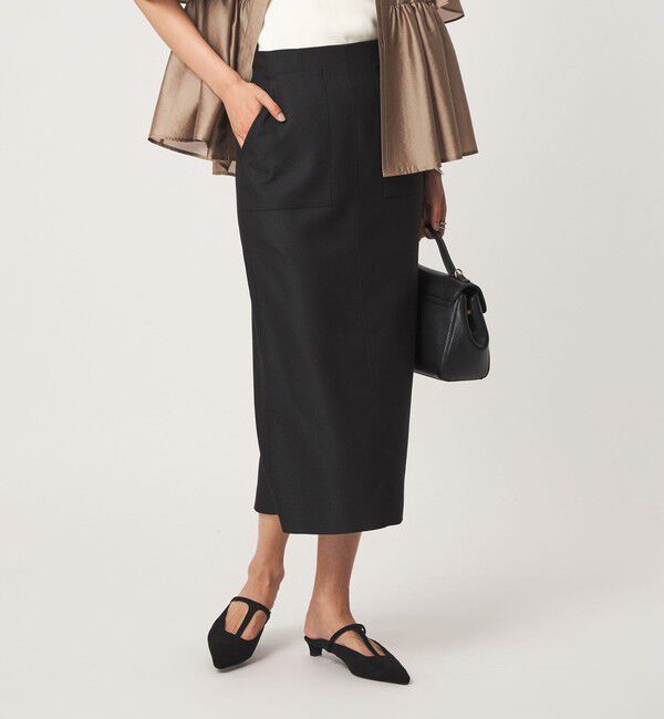 UNITED ARROWS green label relaxing「Daily Chic Iライン スリム スカート ストレッチ」|タイト|