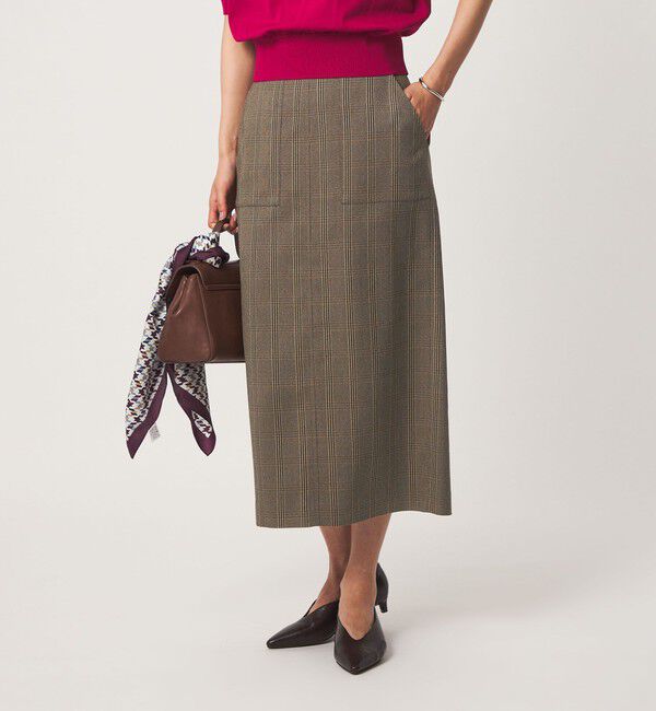 UNITED ARROWS green label relaxing「Daily Chic Iライン スリム スカート ストレッチ」|タイト|