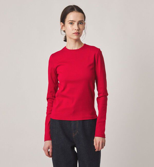 STEVEN ALAN「＜Steven Alan＞コットン フライス ロングスリーブ プルオーバー」|Tシャツ・カットソー|RED