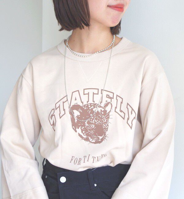 SHIPS for women「【WEB限定】〈洗濯機可能〉七分袖 ワイド スリーブ プリント スウェット」|スウェット・ジャージ|