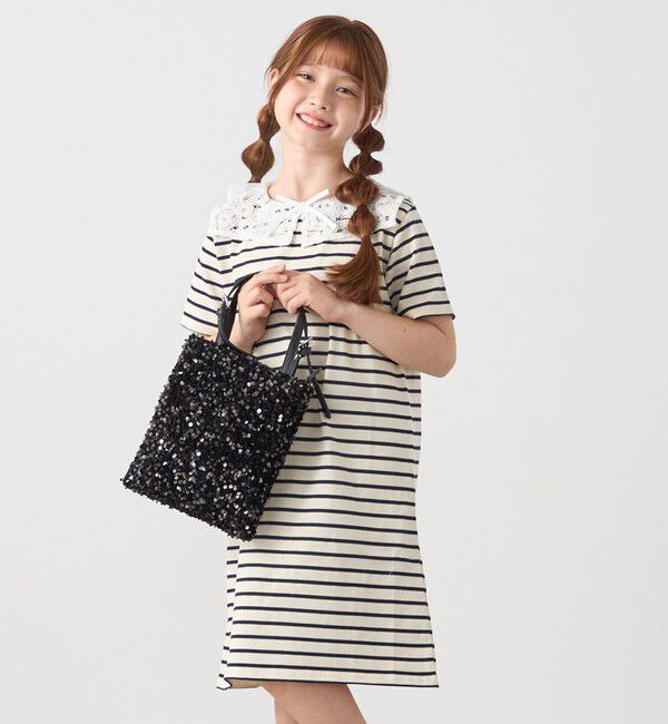 SHIPS any「SHIPS any: スパンコール 2WAY トートバッグ<KIDS>」|トートバッグ|ブラック