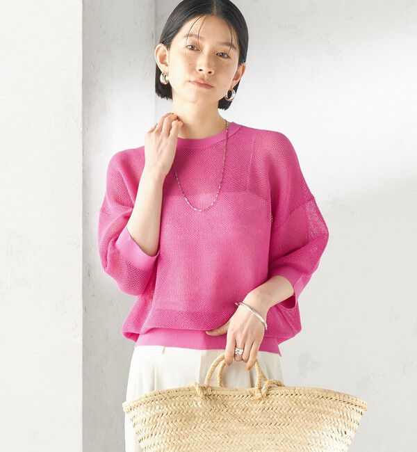 SHIPS for women「〈手洗い可能〉16G 半袖 プルオーバー」|ニット・セーター|