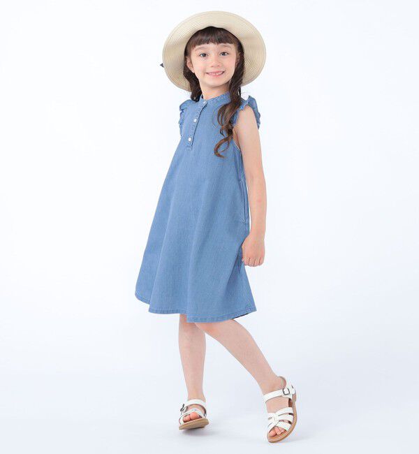 SHIPS KIDS「SHIPS KIDS:100～130cm /〈接触冷感〉ドライメッシュ デニム ワンピース」|ワンピース|