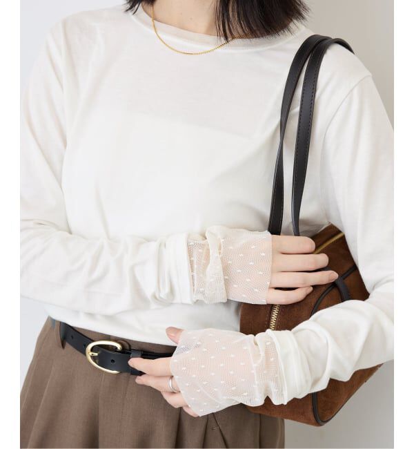 SLOBE IENA「《予約》レイヤードジャガードドットスリーブロンTEE」|Tシャツ・カットソー|