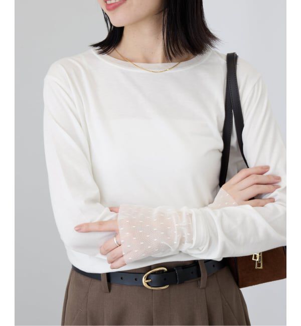 SLOBE IENA「《予約》レイヤードジャガードドットスリーブロンTEE」|Tシャツ・カットソー|